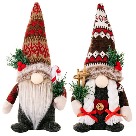 2PCS Christmas Gnome Plush Elf Decorations - Mr and Mrs Xmas Holiday Handmade for Christmas Decorations - Tiered Tray Decor, Holiday Presents, Home Office Table Decorations