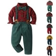 thumbnail image 1 of 2PCS Christmas Outfits for Boys Newborn Clothes Winter Boys Long Sleeve Suspender Trousers Christmas Loungewear Sets Red#01 12 Years, 1 of 1