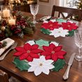 thumbnail image 1 of 2PCS Christmas Red Floral Placemats Elegant Polyester Tabletop Decor Dining Table Holiday Party Family Gathering Seasonal Home Table Decoration, 1 of 8