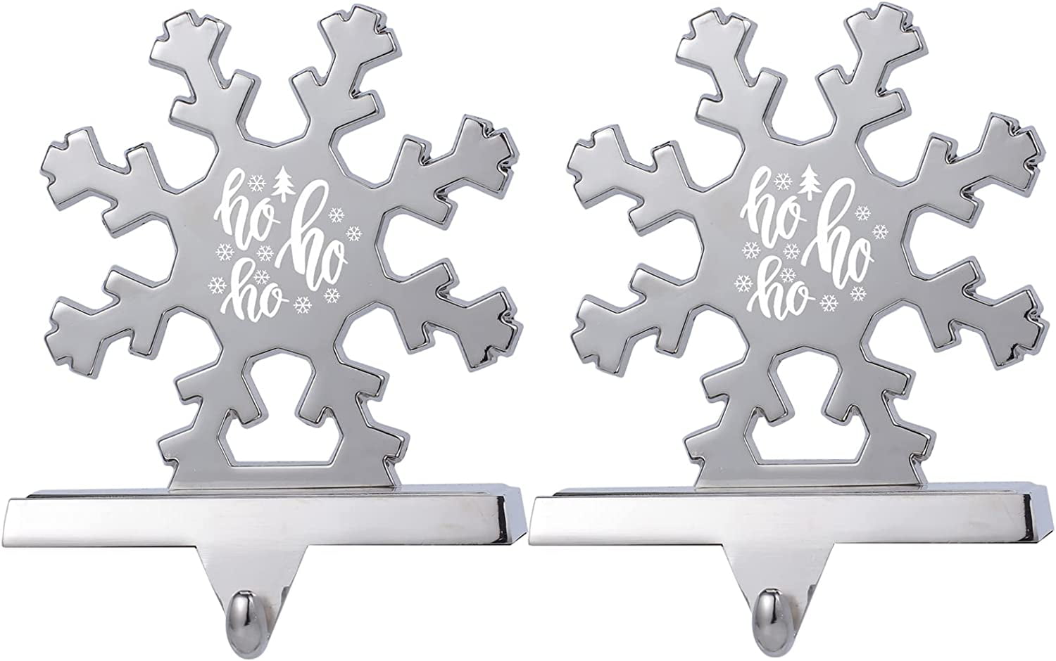 2PCS Christmas Stocking Holders for Mantle Snowflake Stocking Fireplace