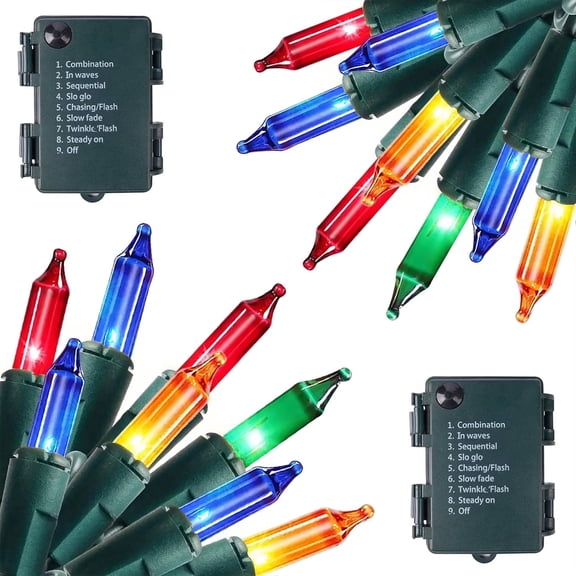 2PCS String Lights Battery Operated, Waterproof 30 LED 9.8ft Twinkle Fairy Lights with 8 Modes for Outdoor Indoor Home Yard Decoration(Multicolor)