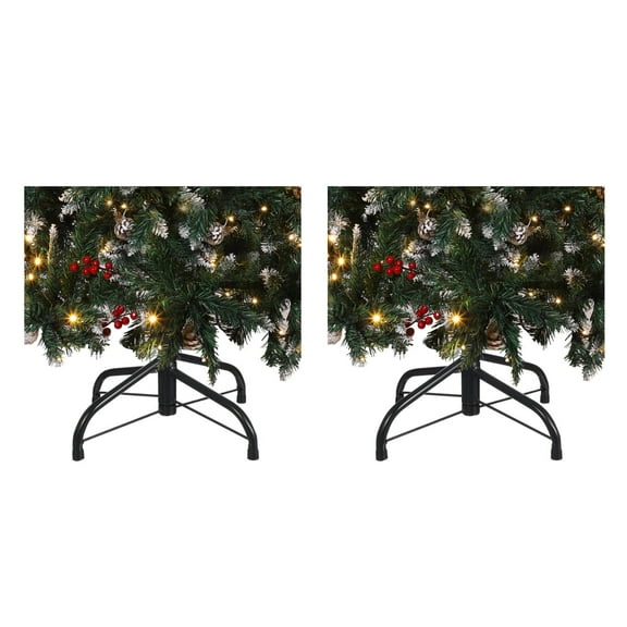 Vosarea Set of 2 Green Metal Christmas Tree Stands for Artificial Holiday Trees and Stable Base