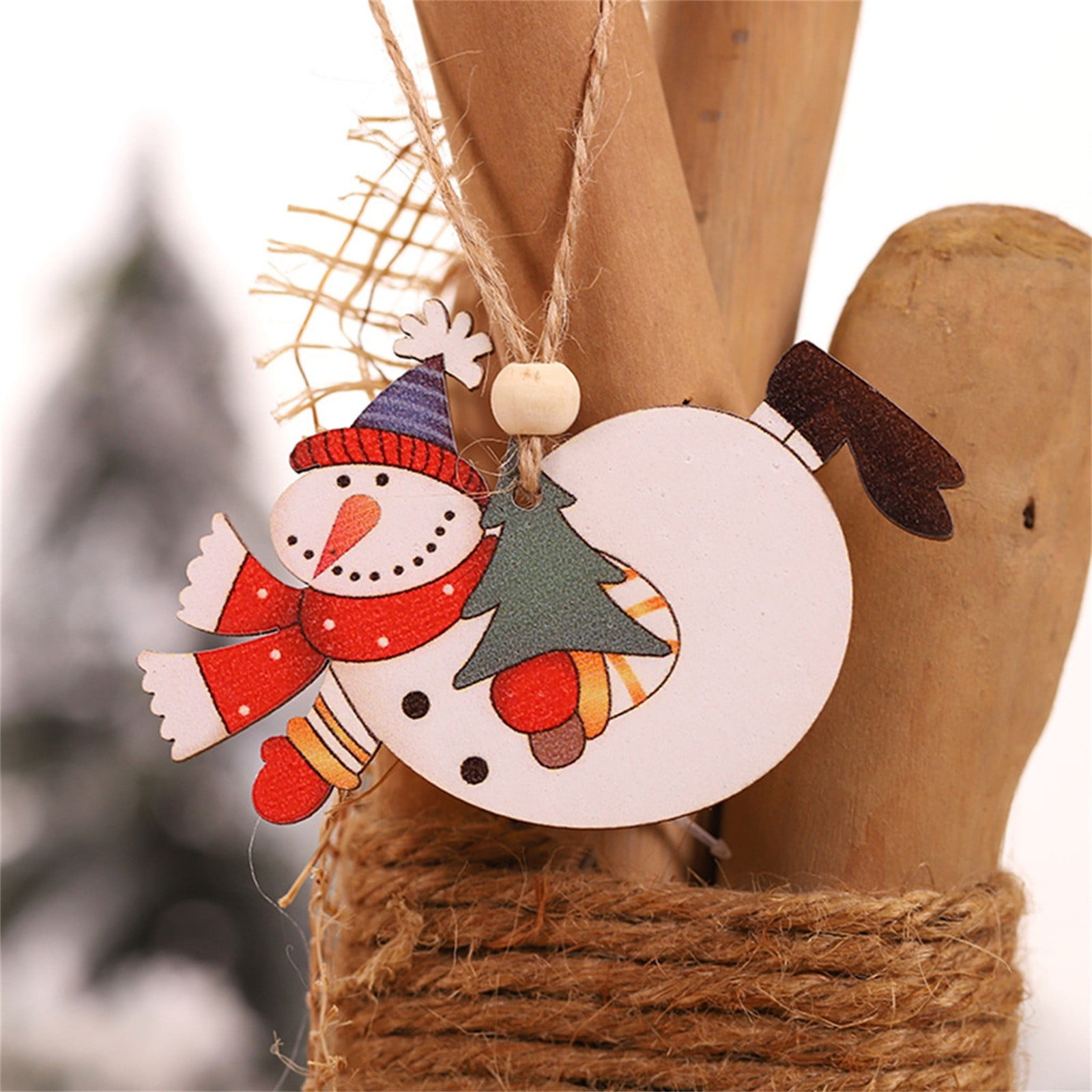 2PCS Christmas Wooden Pendant Decoration Creative Wooden Crafts Deer