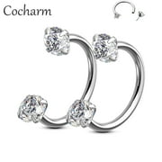2PCS Circular Barbells Piercing 20G 316L Stainless Steel Zircon Septum Ring Horseshoe Double Crystal Nose Rings Hoops Eyebrow Helix Daith Lip Ear Piercing Jewelry