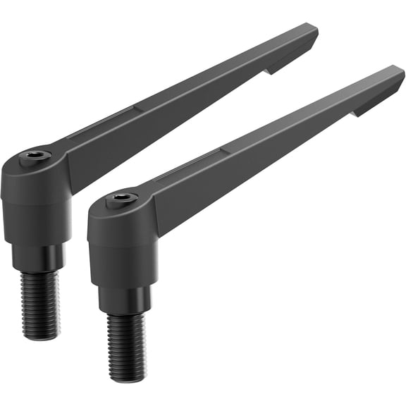 2-Pack (M6 x 25mm) Adjustable Clamping Lever Handles - Aluminum Alloy Male Threaded Stud Knobs - Quick Release Ratchet Locking Screw for Lathe & Industrial Machinery