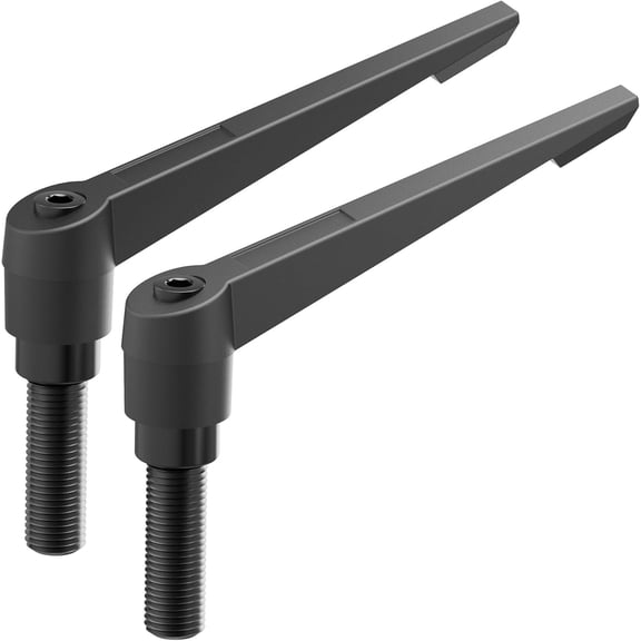 2-Pack (M8 x 40mm) Adjustable Clamping Lever Handles - Aluminum Alloy Male Threaded Stud Knobs - Quick Release Ratchet Locking Screw for Lathe & Industrial Machinery