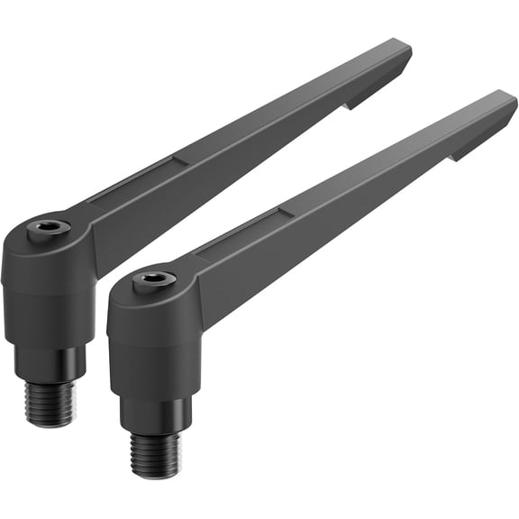 2-Pack (M6 x 16mm) Adjustable Clamping Lever Handles - Aluminum Alloy Male Threaded Stud Knobs - Quick Release Ratchet Locking Screw for Lathe & Industrial Machinery