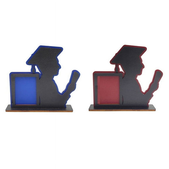 2PCS Class of 2024 Graduation Frame Wooden Table Graduation Picture Frame Home Desktop Ornaments Fit Vertical Portrait-C