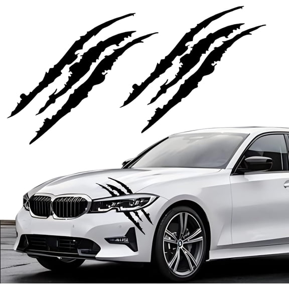 2PCS Claw Mark Decals for Cars,Car Hood Decal Scratch Stripe Auto Headlight Decal Marks ，Waterproof Vinyl Headligh Sticker for Sports Cars, SUVs, Pickups, Motorcycles(Black)