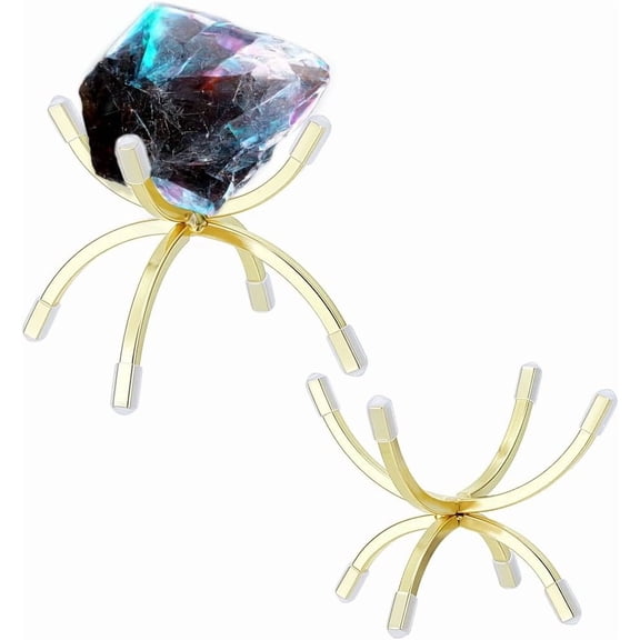 2PCS Claw Rock Display Stand 3.7x3.8x2.6inch Alloy Ball Stands Display Easel Holder Metal Arms Display Stand for Small Gemstones Mineral Agate Golden