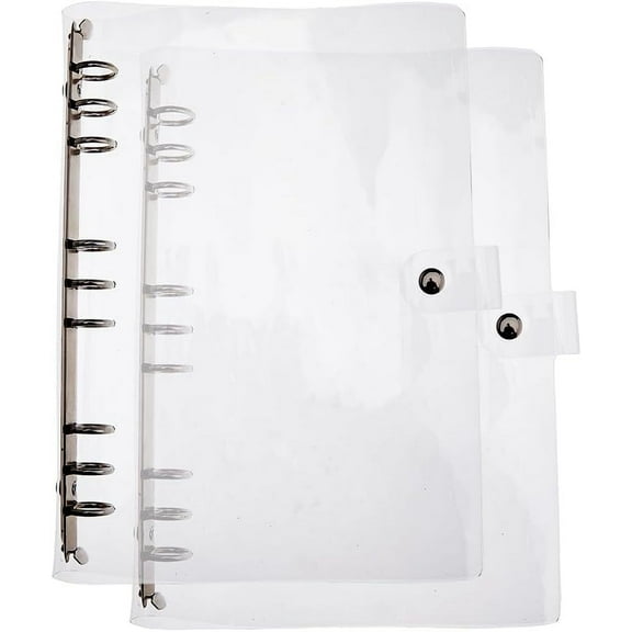 2PCS Clear B5 Notebook Binder PVC Plastic Binder Covers 9-Ring Loose Leaf Binder 11.02x8.6x1.02inch Planner Binder Round Ring Clear Binder DIY