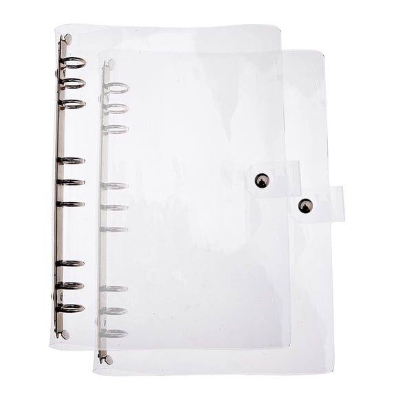 2PCS Clear B5 Notebook Binder PVC Plastic Binder Covers 9-Ring Loose Leaf Binder 11.02x8.6x1.02inch Round Ring Clear Binder Cover Protector Snap