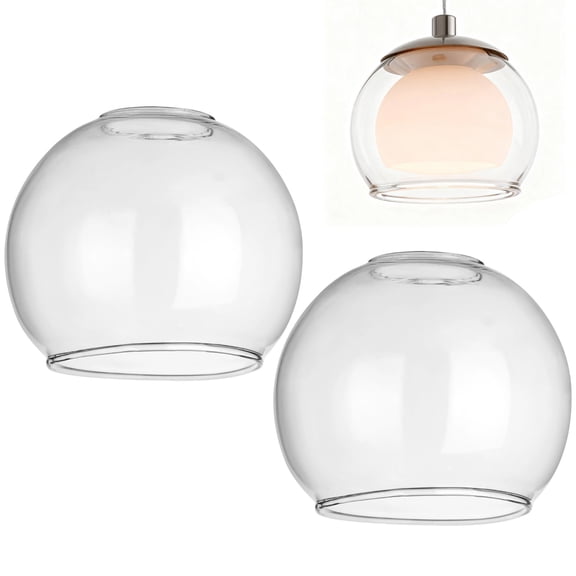 2PCS Clear Glass Shades Globe, Glass Lamp Shade Replacement, Ball Shaped Globe For Light Fixtures, Modern Vintage Style Transparent Lampshades for Chandelier Wall Sconces