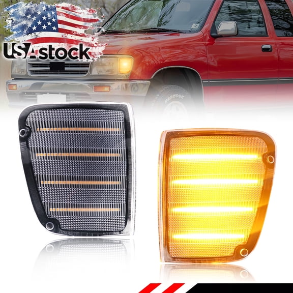 2PCS Clear Lens Corner Light Parking Light Side Marker Light Turn Signal LightTurn Warning Lights With Amber LED For 1993 1994 1995 1996 1997 1998 Toyota T100