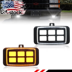 2PCS Clear Lens Front Bumper Fog Lights Turn Signal Light Turn Warning Light with Amber & White LED For 1988-1999 Chevy GMC C/K 1500 2500 3500 S10 S15 Buick Oldsmobile Pontiac