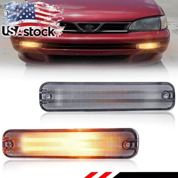 2PCS Clear Lens Front Bumper Turn Signal Lights Side Marker Lights Turn Warning Lights Parking Light HousingsFor 1993-1998 Subaru Classic Impreza