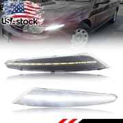2PCS Clear Lens Front Corner Light Parking Light Fender Light Side Marker Light Turn Signal Light Turn Warning Light With White LED For 2000 2001 2002 Saturn L Series