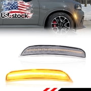 2PCS Clear Lens Front Corner Side Marker Light Fender Light Turn Signal Light Turn Warning Light Parking Light With Amber LED For 2021 2022 2023 2024 2025 Dodge Durango
