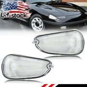 2PCS Clear Lens Front Corner Turn Signal Lights Side Marker Lights Turn Warning Lights Parking Light Housings For 1991 1992 1993 Dodge Stealth / Mitsubishi 3000GT No Bulb/Socket