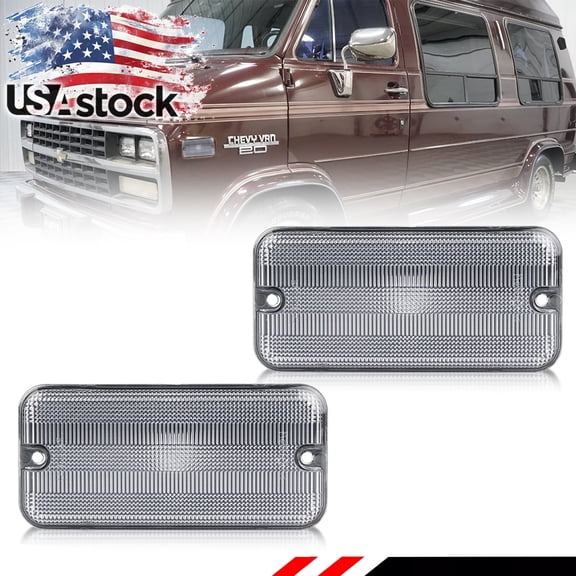 2PCS Clear Lens Front OR Rear Side Marker Light Fender Turn Signal Lights Turn Warning Lights For Chevy C/K C10/20/30 GMC van G10 G20 G30 G1500 G2500 G3500