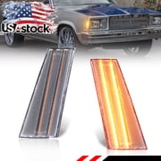 2PCS Clear Lens Front Parking Light Side Marker Light Fender Light Turn Signal Light Turn Warning Light with Amber LED For 1978-1979 Chevrolet Malibu, Chevrolet El Camino & GMC Caballero