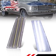 2PCS Clear Lens Front Parking Light Side Marker Light Fender Light Turn Signal Light Turn Warning Light with White LED For 1978-1979 Chevrolet Malibu, Chevrolet El Camino & GMC Caballero
