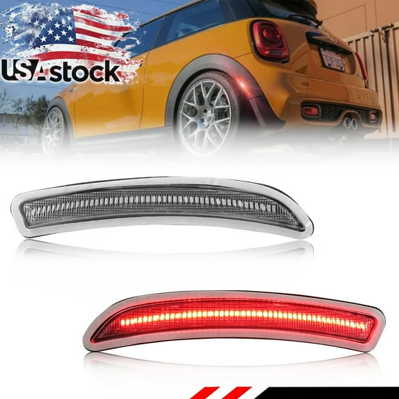 2PCS Clear Lens Front Or Rear Side Marker Light Turn Signal Light Turn Warning Light Fender Light Reflector Light with Red Full LED For 2014 2015 2016 2017 2018 2019 Gen3 MINI Cooper F55 F56 F57