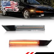 2PCS Clear Lens Front Side Marker Light Fender Light Turn Signal Light Turn Warning Light with Amber LED For 1991 1992 1993 1994 1995 Toyota MR-2 SW20 2nd Gen All Models