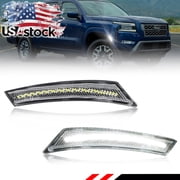 2PCS Clear Lens Front Side Marker Light Fender Light Turn Signal Light Turn Warning Light with White LED For 2022 2023 2024 3rd Gen Nissan Frontier D41