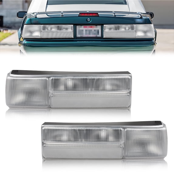 2PCS Clear Lens Rear Bumper Tail Light Rear Light Brake Lights Backup Lights Reverse Light Turn Signal Light For 1987 1988 1989 1990 1991 1992 1993 Ford Mustang No bulb/Socket Included