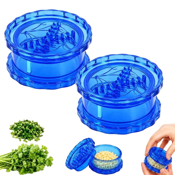 2PCS Clear Manual Garlic Twister and Ginger Mincer Tool, Multi-Functional Garlic Twister and Masher, Impact Resistant Compact Garlic Crusher, Easy to Clean for Kitchen (2pcs blue)