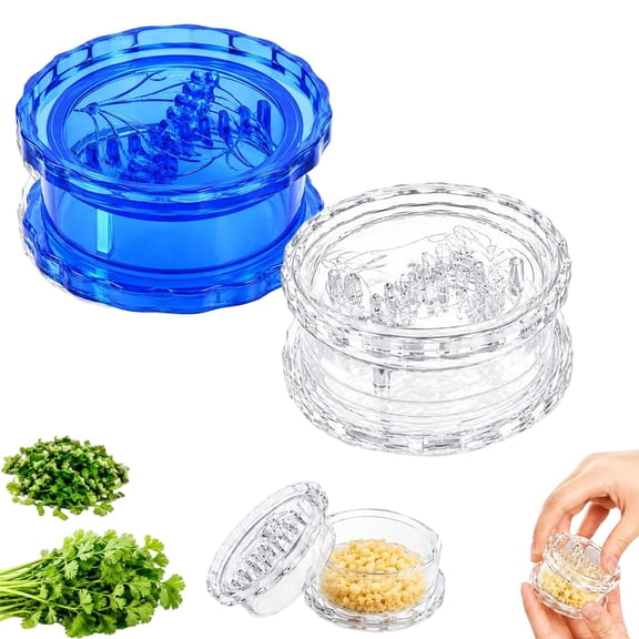 2PCS Clear Manual Garlic Twister and Ginger Mincer Tool, Multi-Functional Garlic Twister and Masher, Impact Resistant Compact Garlic Crusher, Easy to Clean for Kitchen (2pcs blue)