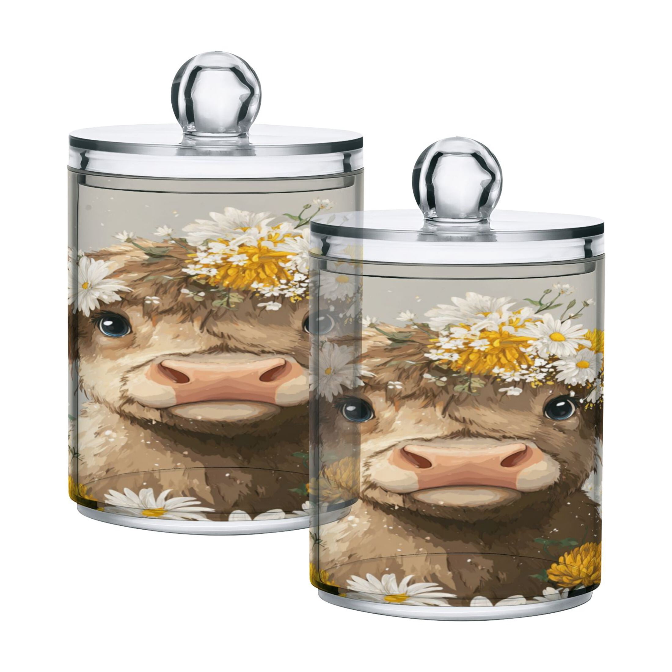 2PCS Clear Storage Jars Cotton Swabs Cans Translucent Plasticental ...