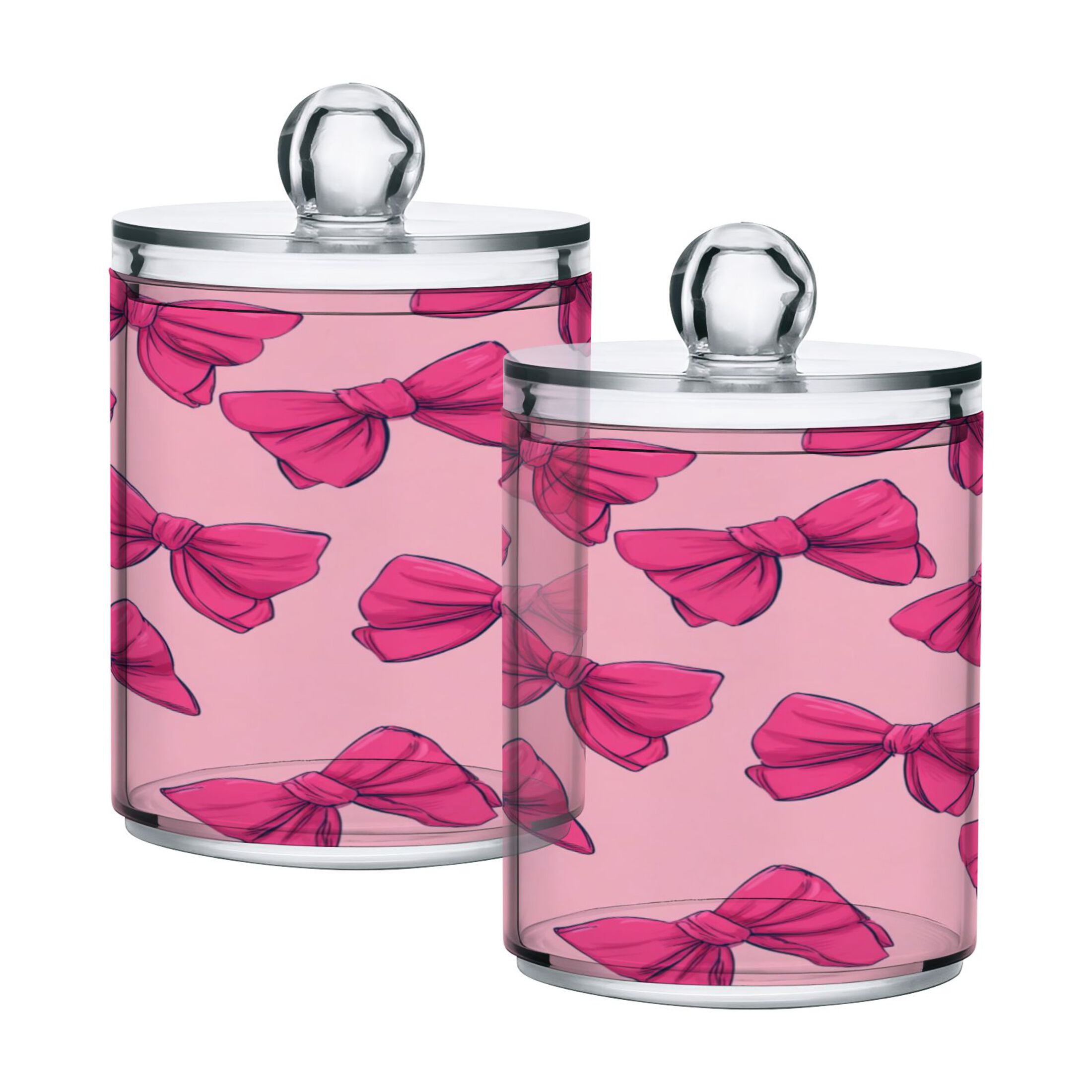 2PCS Clear Storage Jars Cotton Swabs Cans Translucent Plasticental ...