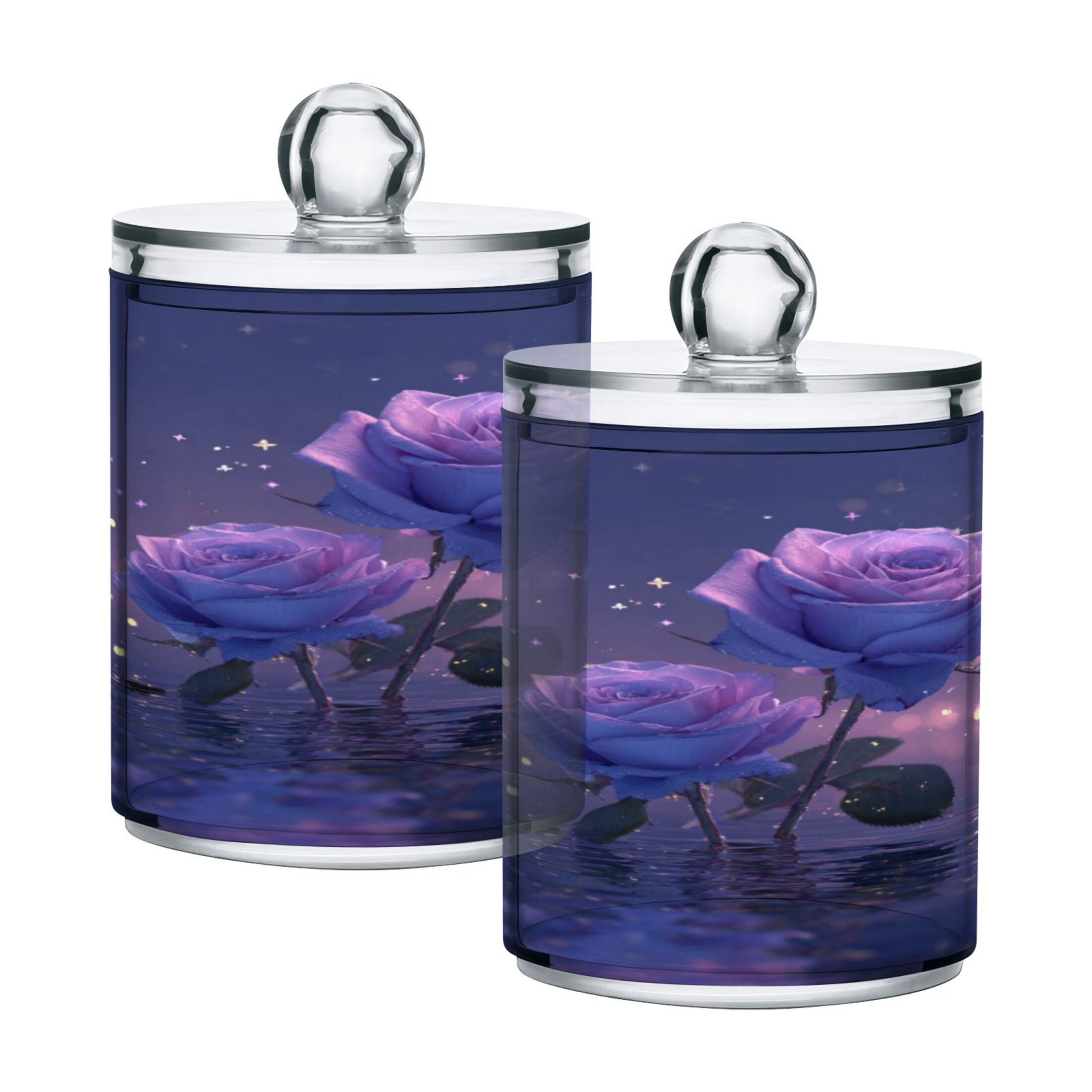 2PCS Clear Storage Jars Cotton Swabs Cans Translucent Plasticental ...