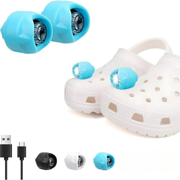 2PCS Clip-on Clog Headlights, Rechargeable Waterproof Shoe Lights with 3 Modes for Kids Adults Hikin