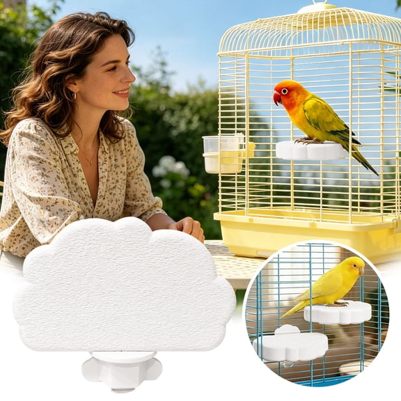 2PCS Cloud Shape Textured Bird Perch Platform 11Ã6.5cm, Non- Rough Surface Parrot Standing Board, Easy Install Cage Accessory for Budgies Parakeets Cockatiels Daily Rest Grinding Claws
