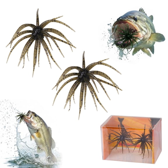 2PCS Coike Lure Bait for Black Pits,Simulation Sea Urchin Bait,Tentacle Creature Lure,Artificial Sea Urchins,Soft Wormss for Bass Fishing for Drop Shot and Finesse, Slow Sinking,Black