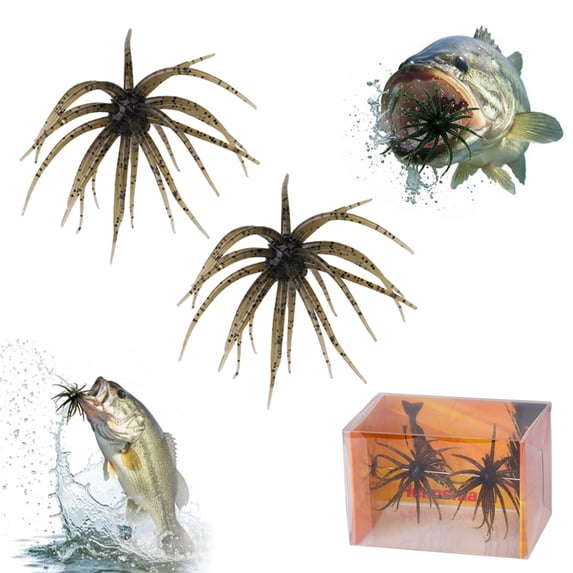 2PCS Coike Lure Bait for Black Pits,Simulation Sea Urchin Bait,Tentacle Creature Lure,Artificial Sea Urchins,Soft Wormss for Bass Fishing for Drop Shot and Finesse, Slow Sinking,Black