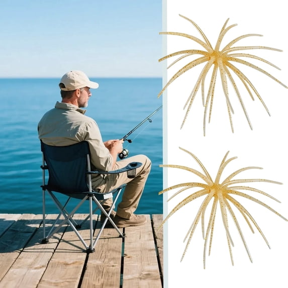 2PCS Coike Simulation Sea Urchin Bait,Tentacle Creature Lure,Lure Bait for Black Pits,Artificial Sea Urchins,Soft Wormss for Bass Fishing for Drop Shot and Finesse, Slow Sinking, 3.94 Inch