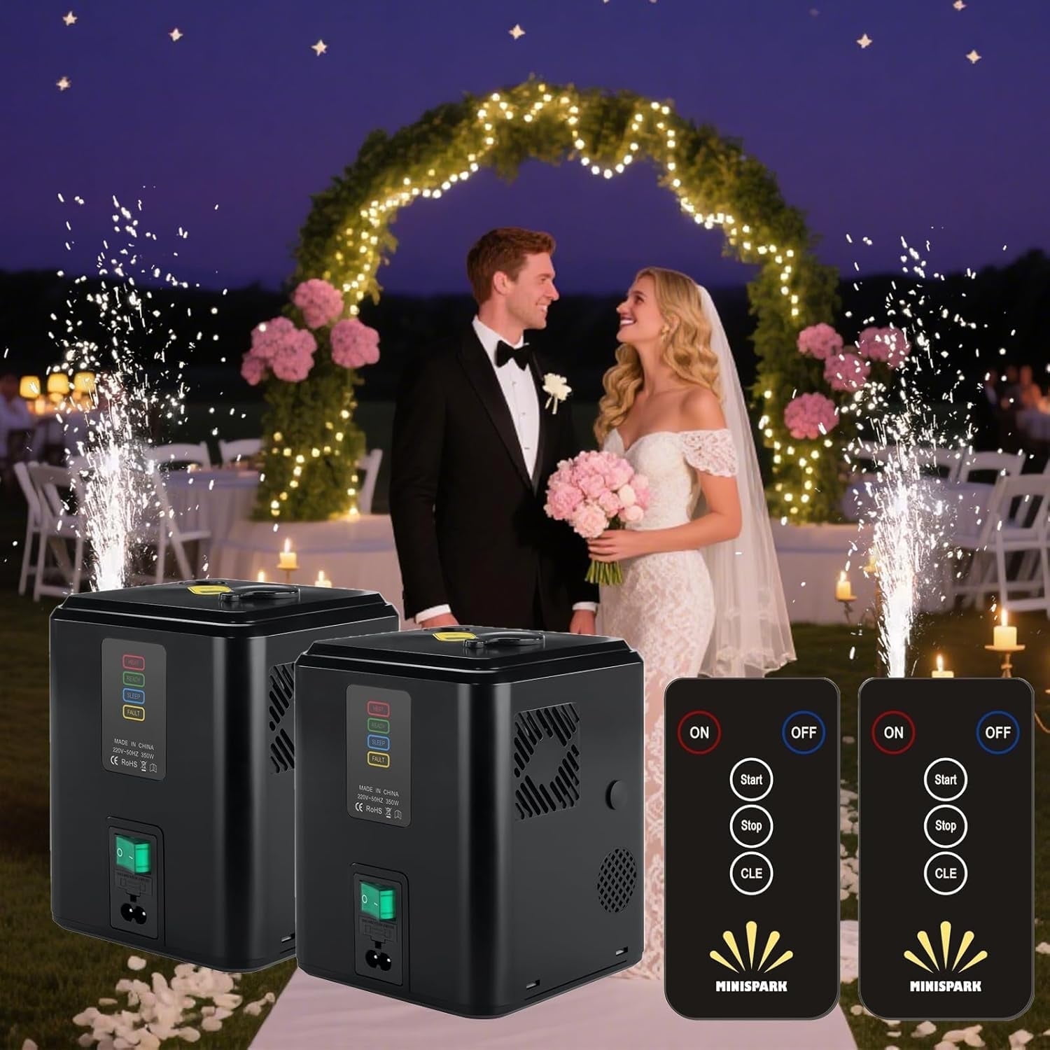 2PCS Cold Spark Machine, Portable & Compact Machine with Remote Control, Special Effects Machine for Weddings/Stages/Events (Not Include Consumables)