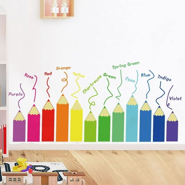 2PCS Color Wall Decals Kids,Large Kids Educational Wall Corner Decor