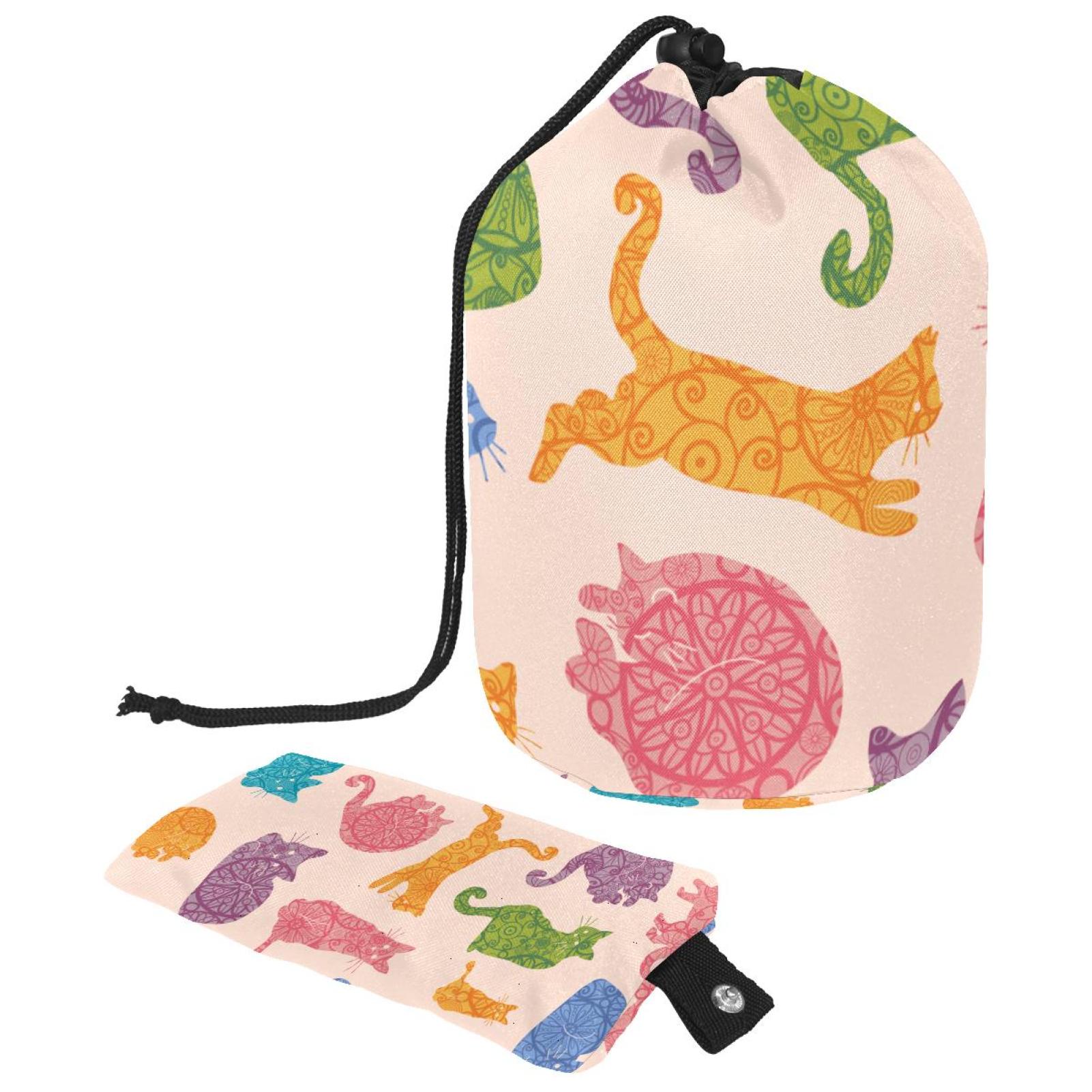 2PCS Colored Cats Travel Cosmetic Bag Makeup Organizer Bag Bathroom