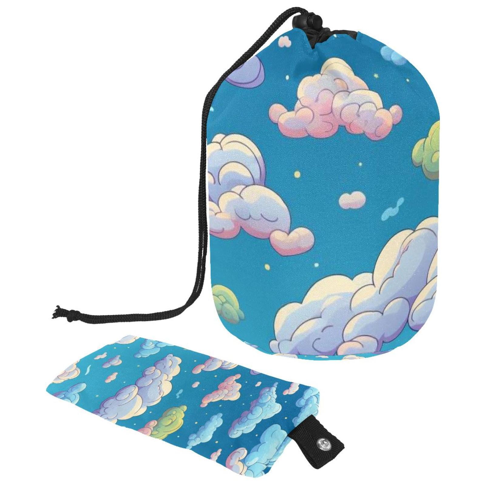 2PCS Colorful Clouds Travel Cosmetic Bag Makeup Organizer, Drawstring