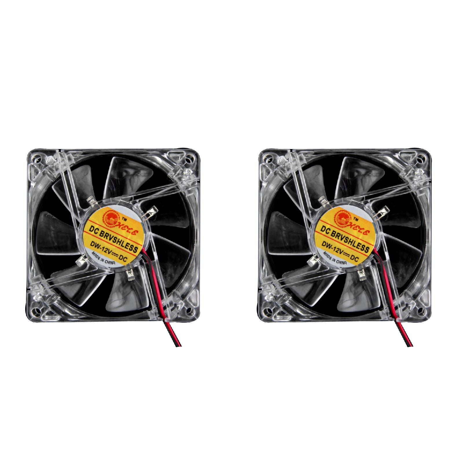 2PCS Colorful Quad 4LED Light Neon Clear 80mm PC Computer Case Cooling