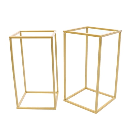 2PCS Column Iron Outdoor Wedding Flower Floor Stands Cube Rack Gold