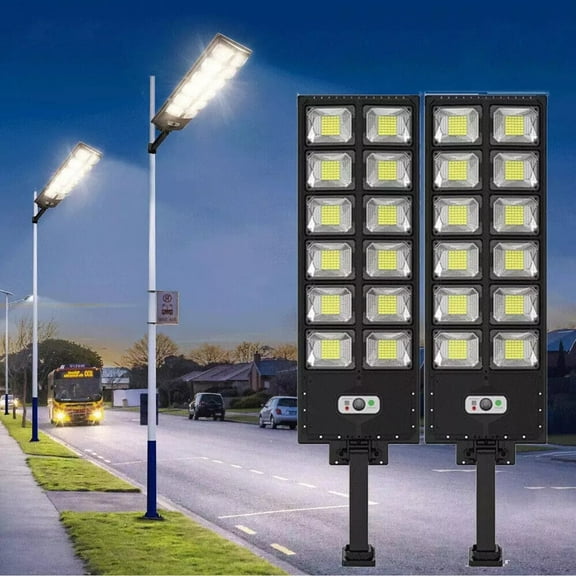 2PCS Commercial 1000000LM LED Outdoor Dusk to Dawn Solar Street Light Road Area Lamp