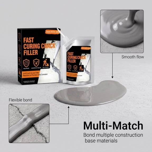 2PCS Concrete Crack Filler, Outdoor Self-Leveling Waterproof Joint Filler Kit With Applicator Tools, Advanced Quick-Set Formula For Driveway, Patio And Basement Maintenance