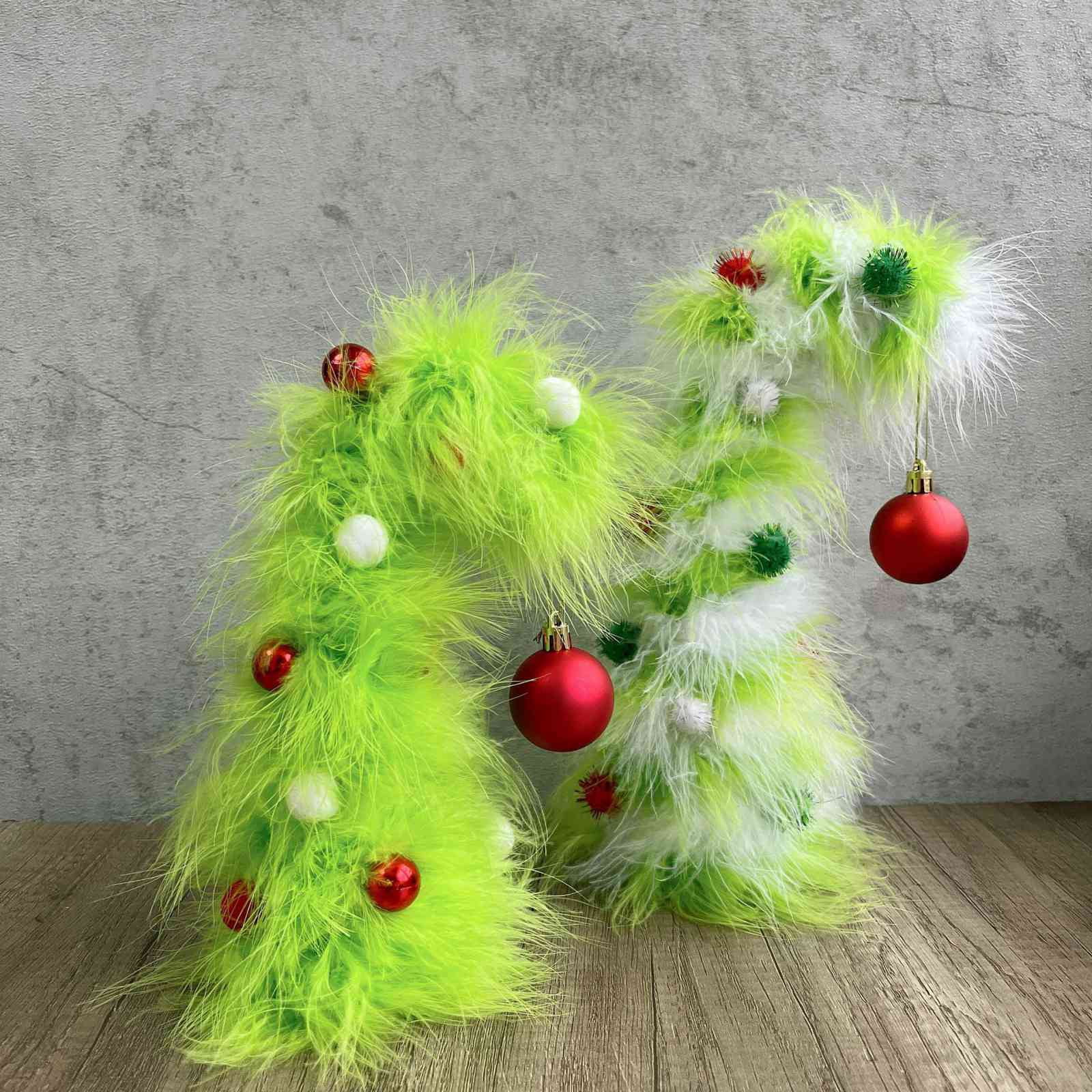 2PCS Cone Christmas Tree Decorations Lime Green Christmas Table Tree