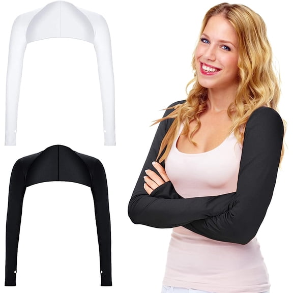 2PCS Cooling Shawl Arm Sleeve with Finger Hole Anti-UV Sun Protection Shrug for Golf & Outdoor Sports